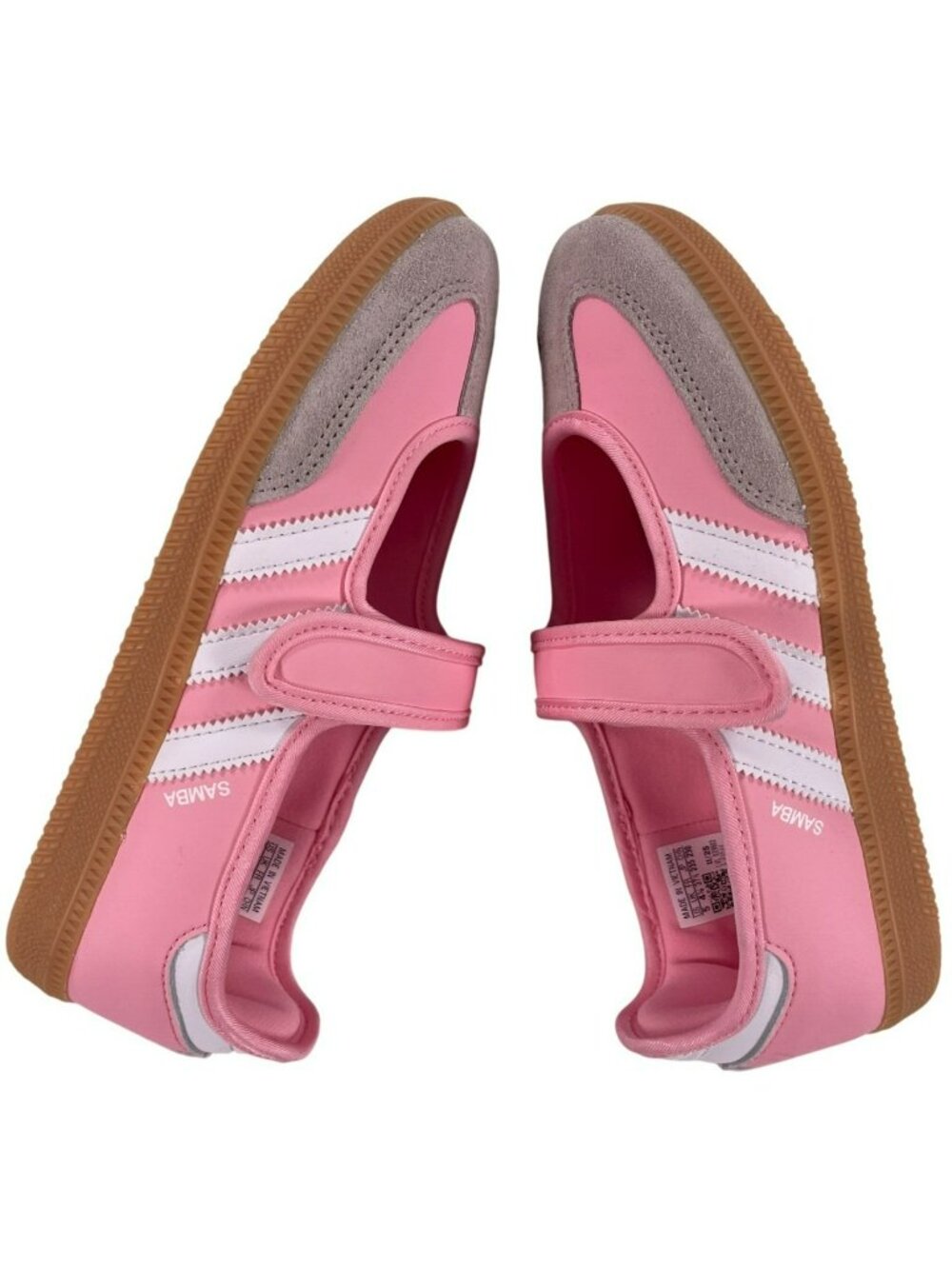 Adidas Samba Jane J Kids Velcro School Sneakers Pink/White Size 5 EU 37 1/3 NEW - Picture 3 of 11